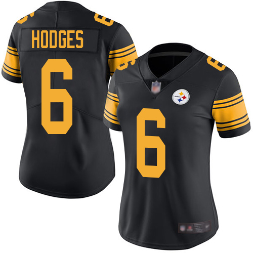 Women Pittsburgh Steelers Football 6 Limited Black Devlin Hodges Rush Vapor Untouchable Nike NFL Jersey